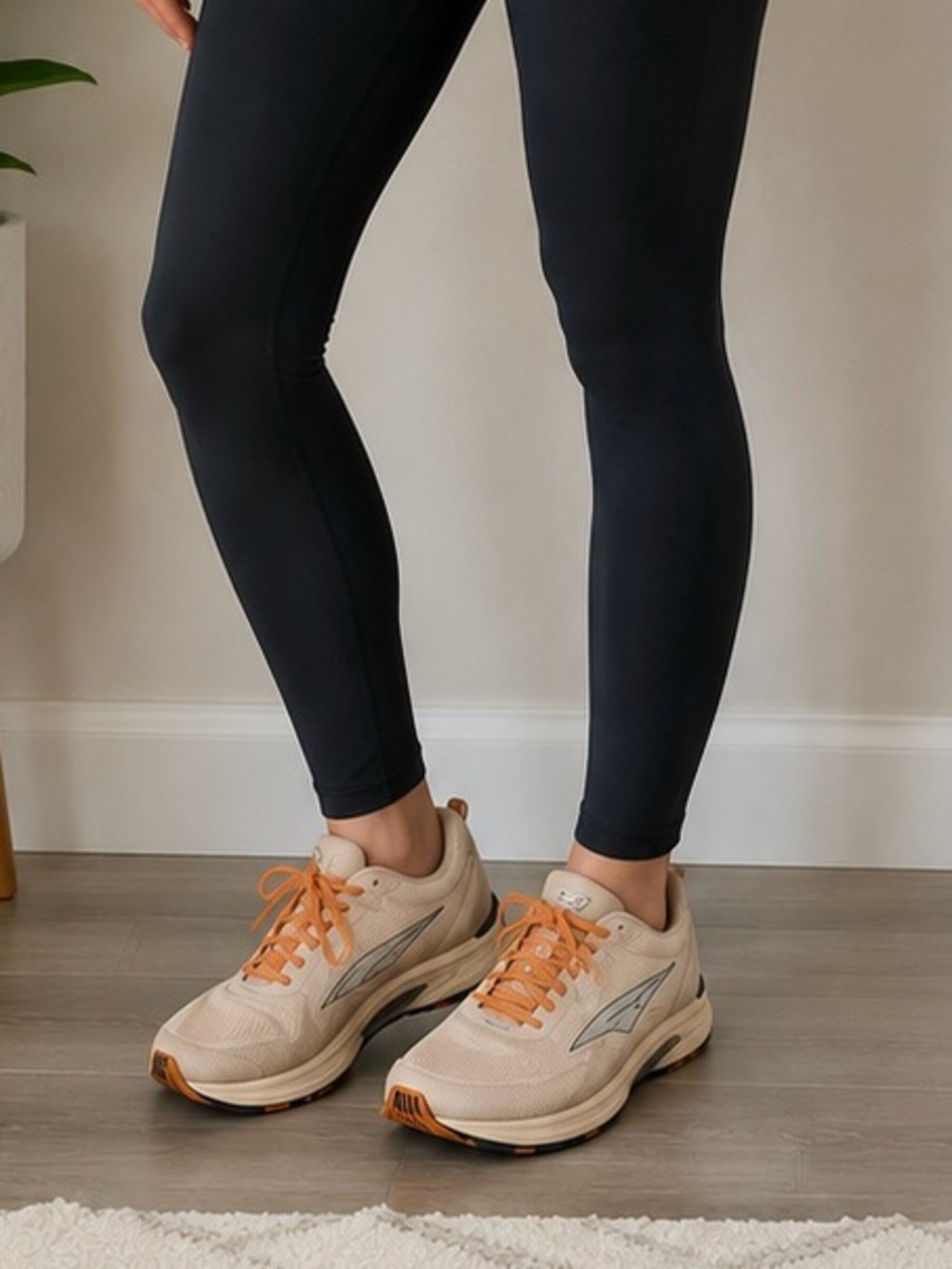 Altra Cream Running Sneakers with Orange Accents